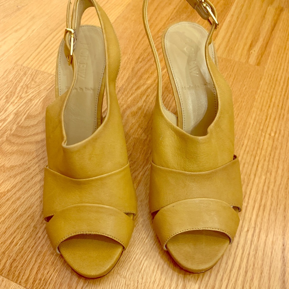 J Crew leather slingback heels - new condition